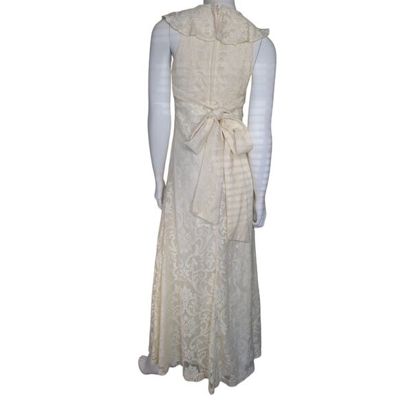 Vintage 1960s Lace Maxi‎ Dress Gown XS Romantic Cottagecore Boho Bridal Retro - Picture 2 of 6